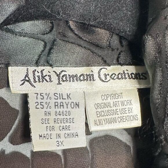 Aliki Yamani Creations Silk Open Shirt Jacket Cardigan Burn Out Plus Size 3X - Picture 6 of 7